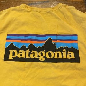 Mens medium Patagonia cotton T-shirt mustard color. .